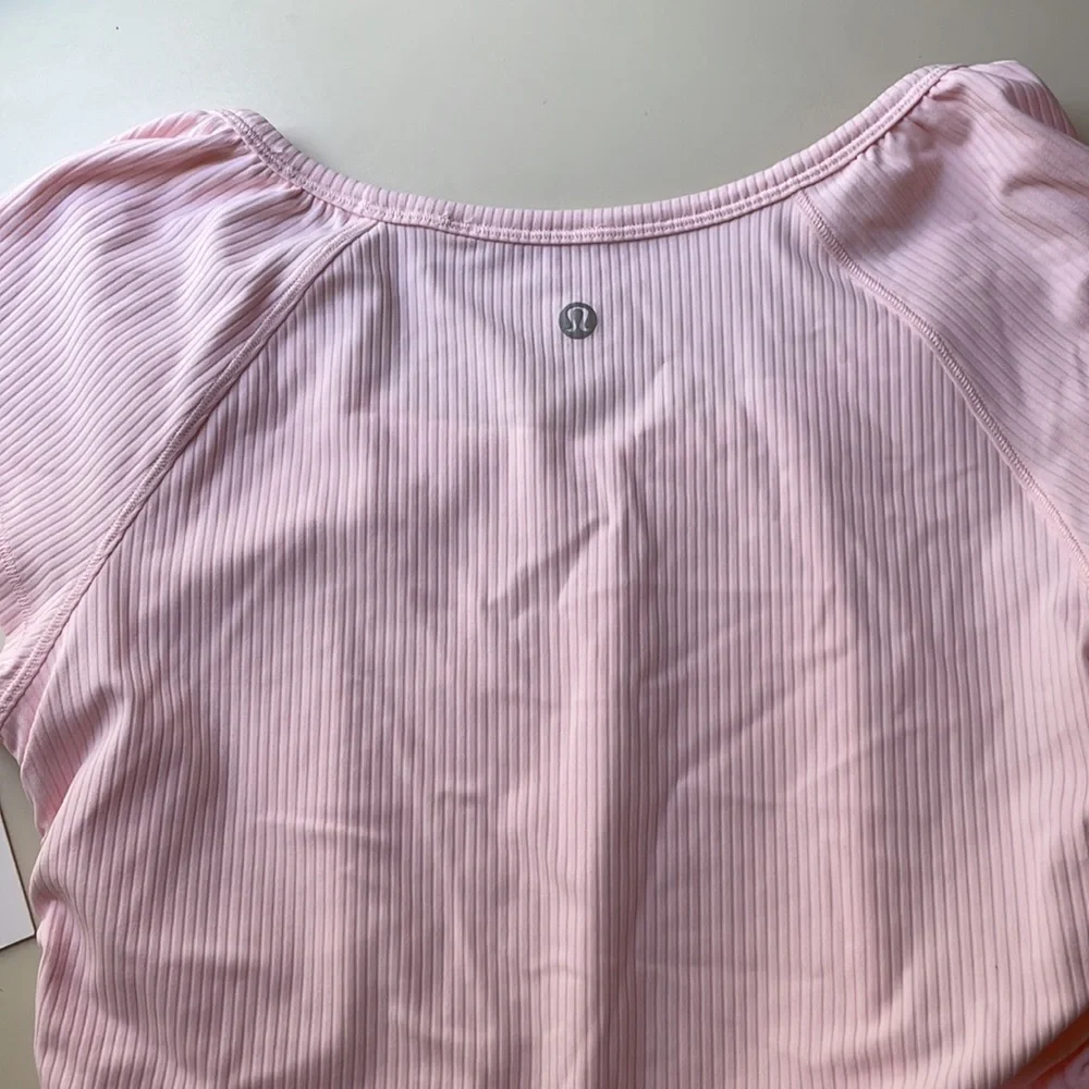 Lululemon All It Takes Pink Pearl Scoop Neck Ribbed Top Size Small - Picture 4 of 7